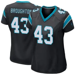 Women's JaTravis Broughton Carolina Panthers No.43 Game Team Color Jersey - Black