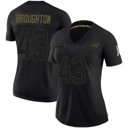 Women's JaTravis Broughton Carolina Panthers No.43 Limited 2020 Salute To Service Jersey - Black