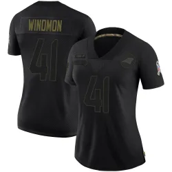 Women's Jacoby Windmon Carolina Panthers No.41 Limited 2020 Salute To Service Jersey - Black