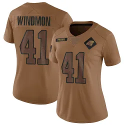 Women's Jacoby Windmon Carolina Panthers No.41 Limited 2023 Salute To Service Jersey - Brown