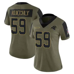 Women's Luke Kuechly Carolina Panthers No.59 Limited 2021 Salute To Service Jersey - Olive