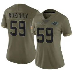 Women's Luke Kuechly Carolina Panthers No.59 Limited 2022 Salute To Service Jersey - Olive