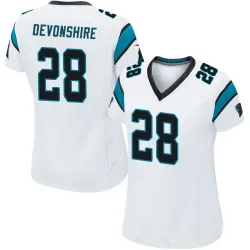 Women's M.J. Devonshire Carolina Panthers No.28 Game Jersey - White