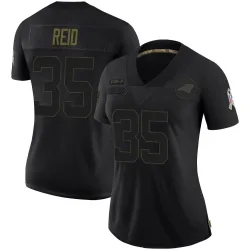 Women's Mike Reid Carolina Panthers No.35 Limited 2020 Salute To Service Jersey - Black