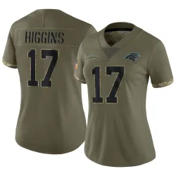 Women's Rashard Higgins Carolina Panthers No.17 Limited 2022 Salute To Service Jersey - Olive