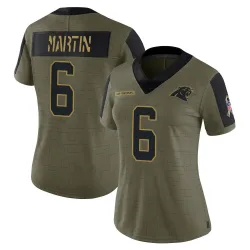 Women's Sam Martin Carolina Panthers No.6 Limited 2021 Salute To Service Jersey - Olive