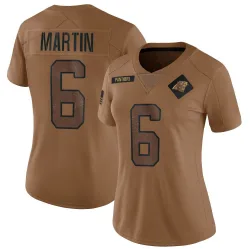 Women's Sam Martin Carolina Panthers No.6 Limited 2023 Salute To Service Jersey - Brown