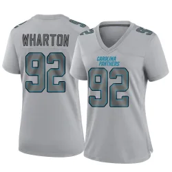 Women's Tershawn Wharton Carolina Panthers No.92 Game Atmosphere Fashion Jersey - Gray