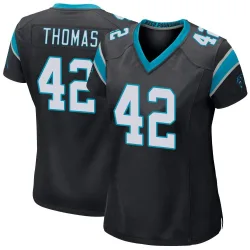 Women's Trevian Thomas Carolina Panthers No.42 Game Team Color Jersey - Black