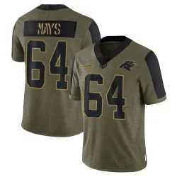 Youth Cade Mays Carolina Panthers No.64 Limited 2021 Salute To Service Jersey - Olive