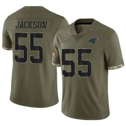 Youth Cam Jackson Carolina Panthers No.55 Limited 2022 Salute To Service Jersey - Olive