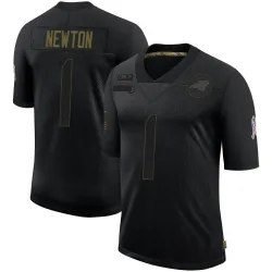 Youth Cam Newton Carolina Panthers No.1 Limited 2020 Salute To Service Jersey - Black