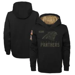 Youth Carolina Panthers No. 2020 Salute to Service Pullover Performance Hoodie - Black