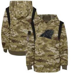 Youth Carolina Panthers No. 2021 Salute to Service Therma Performance Pullover Hoodie - Olive