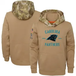 Youth Carolina Panthers No. Khaki 2019 Salute to Service Therma Pullover Hoodie