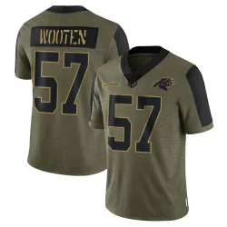 Youth Chandler Wooten Carolina Panthers No.57 Limited 2021 Salute To Service Jersey - Olive