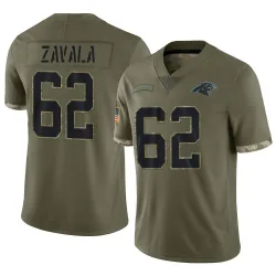 Youth Chandler Zavala Carolina Panthers No.62 Limited 2022 Salute To Service Jersey - Olive