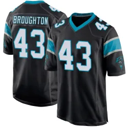 Youth JaTravis Broughton Carolina Panthers No.43 Game Team Color Jersey - Black