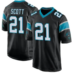 Youth Nick Scott Carolina Panthers No.21 Game Team Color Jersey - Black