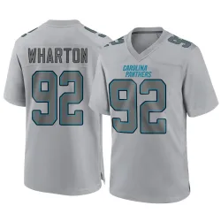 Youth Tershawn Wharton Carolina Panthers No.92 Game Atmosphere Fashion Jersey - Gray